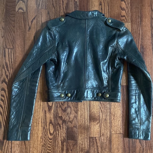 Ralph Lauren Blue Label Cropped Black Leather Jacket - Picture 14 of 14